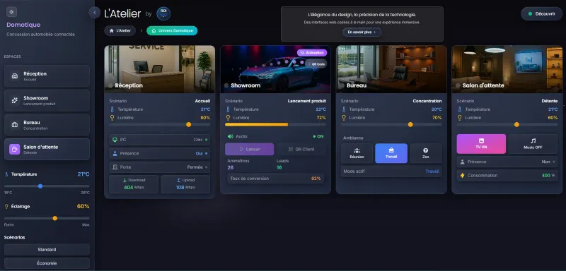 Interface SmartSpaces sur tablette
